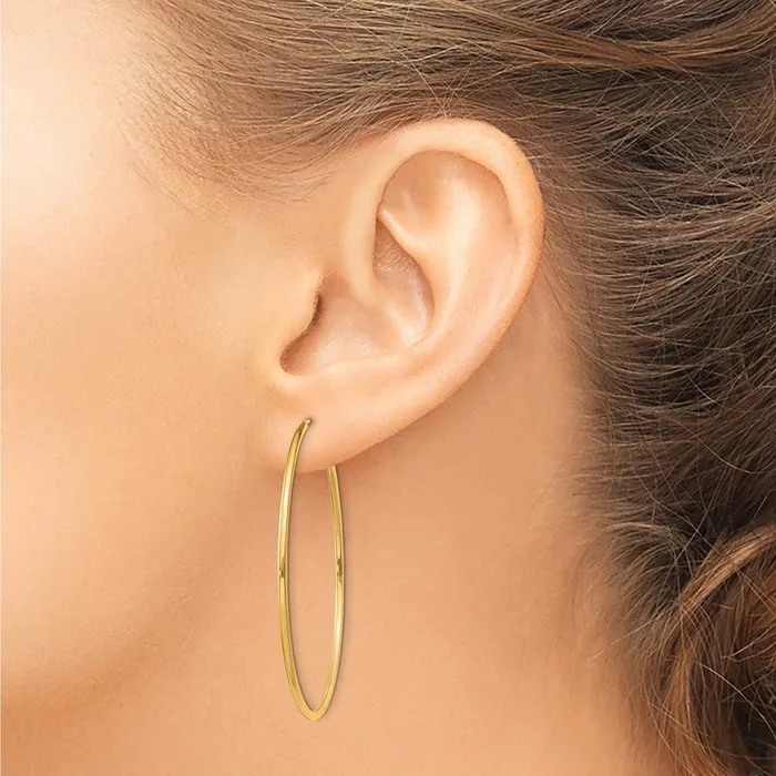 Qgold Earrings 14k Yellow Gold 455 mm Polished Round Endless Hoop Earrings 19 grams