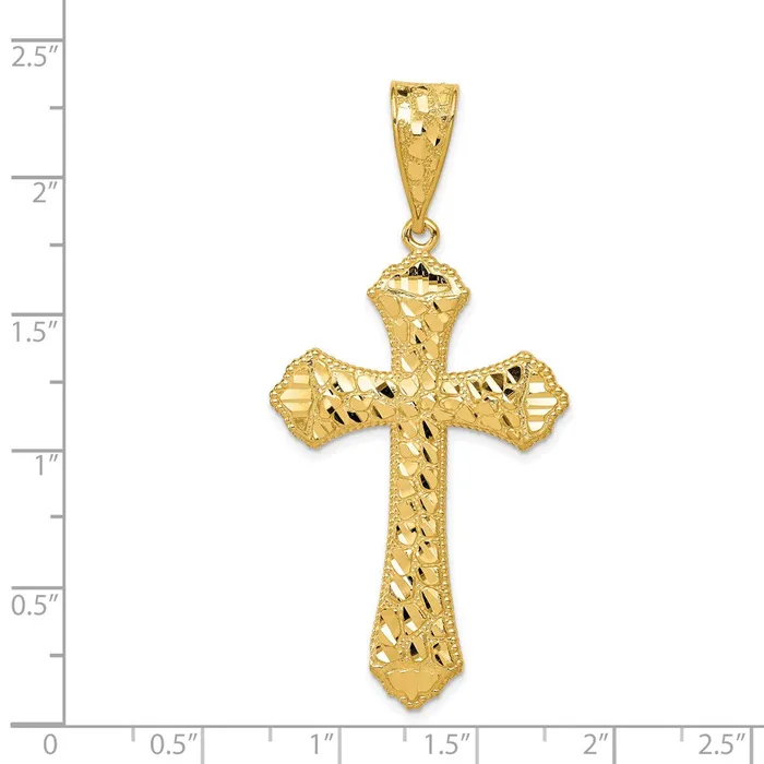 Qgold Necklaces 14k Yellow Gold 2724 mm Diamondcut Budded Cross Pendant 436 grams Qgold Necklaces 14k Yellow Gold 2724 mm Diamondcut Budded Cross Pendant 436 grams