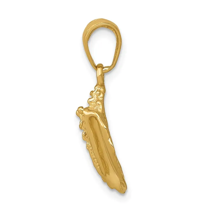 Qgold PreStyled Sets 14k Yellow Gold 10 mm Solid Polished Conch Shell Pendant 136 grams