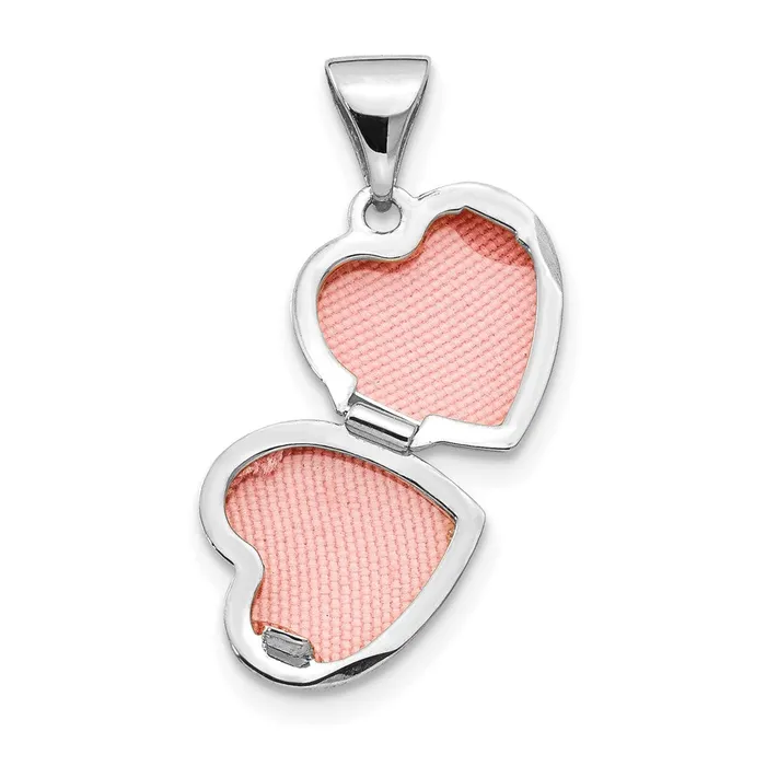 Qgold Rings 14k White Gold 102 mm Polished HeartShaped Scrolled Locket 032 grams