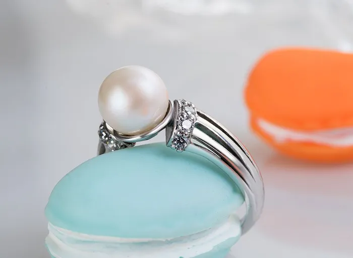 Rings 8mm White Freshwater Pearl Classic Ring in Sterling Silver AME Jewellery