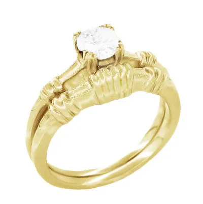 Rings Antique Jewelry Mall 1920s Secret Hearts Solitaire Diamond Engagement Ring in 14 Karat Yellow Gold
