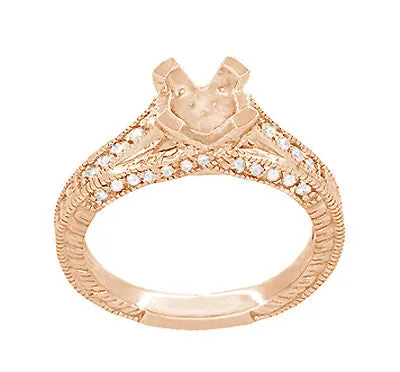 Rings Antique Jewelry Mall X O Kisses 12 Carat Diamond Engagement Ring Setting in 14 Karat Rose Gold