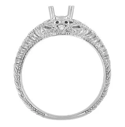 Rings Art Deco Hearts and Diamonds 13 Carat Diamond Filigree Engagement Semimount Ring in 14 Karat White Gold Antique Jewelry Mall