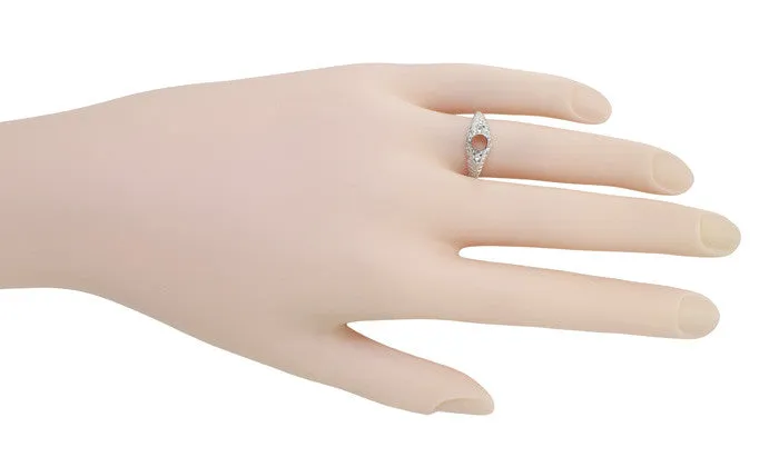 Rings Art Deco Hearts and Diamonds 13 Carat Diamond Filigree Engagement Semimount Ring in 14 Karat White Gold Antique Jewelry Mall