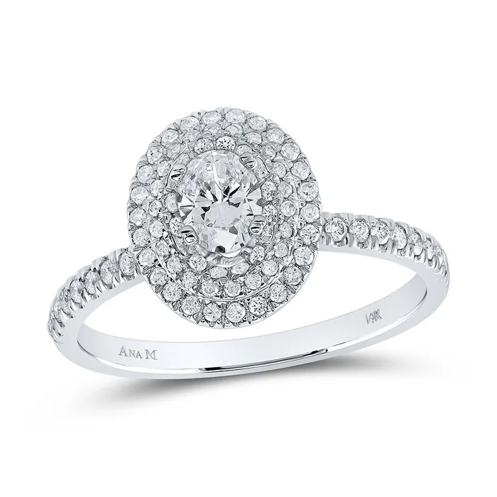 Rings GND Gold Halo Bridal Wedding Engagement Ring 34 Cttw Oval Natural Diamond Womens 265 grams