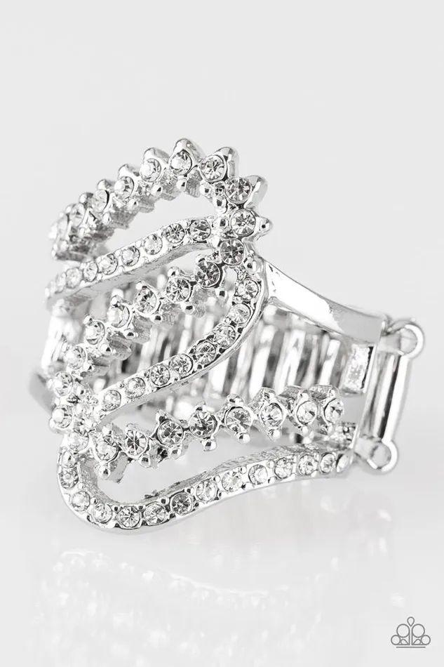 Rings Paparazzi Accessories Make Waves White Rhinestone Ring Paparazzi