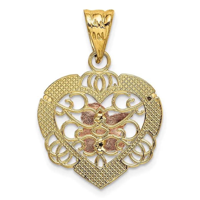 Rings Qgold 14k Twotone 20 mm Angel In Heart Charm 178 grams