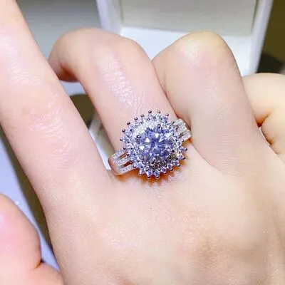 Rings Trendsi 2 Carat Moissanite 925 Sterling Silver Ring