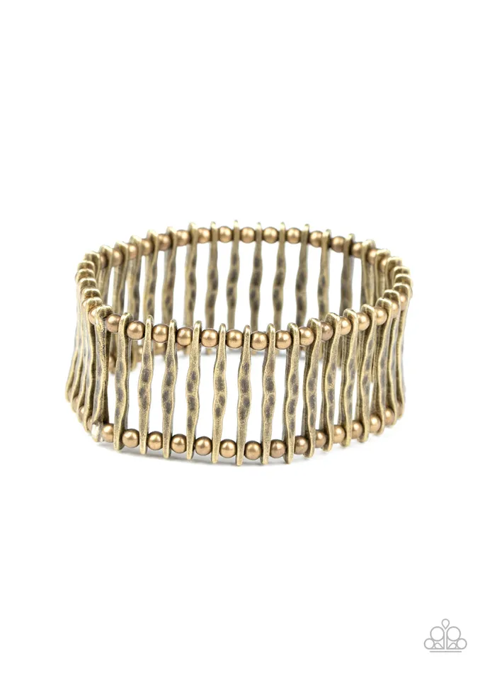 Rustic Rebellion Brass Hammered Bar Stretchy Bracelet Paparazzi Paparazzi Accessories Bracelets Rustic Rebellion Brass Hammered Bar Stretchy Bracelet Paparazzi Paparazzi Accessories Bracelets