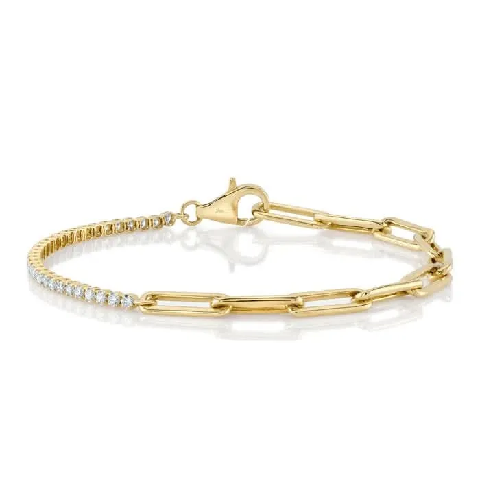 SHY CREATION Bracelets Shy Creation Diamond Paperclip Link Bracelet