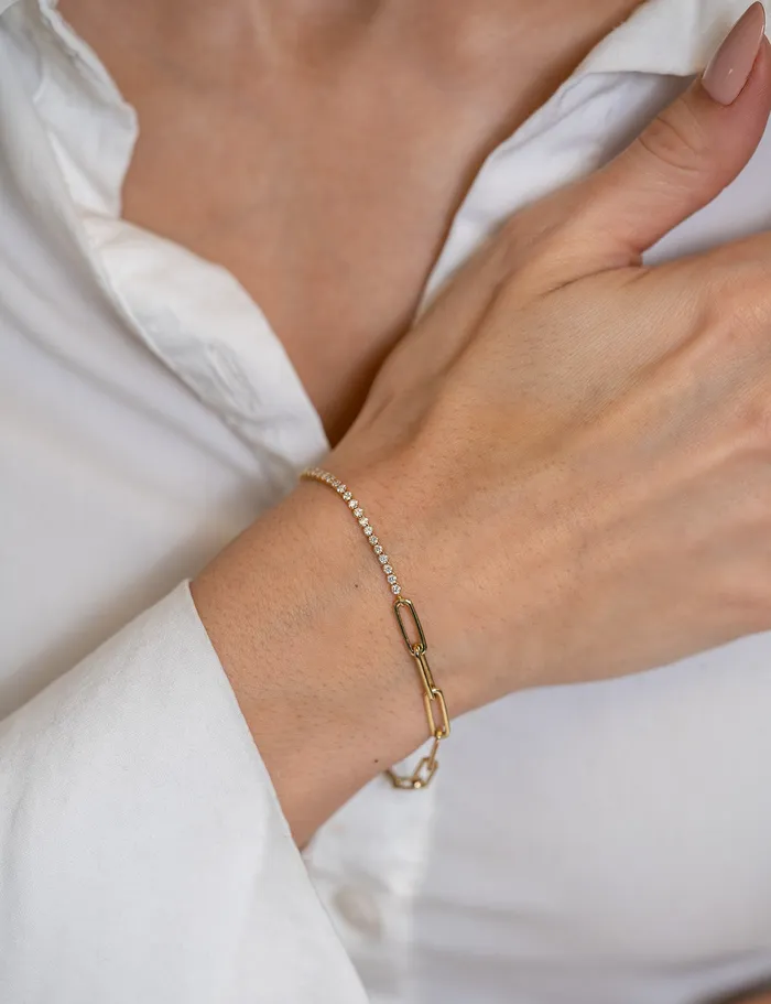 SHY CREATION Bracelets Shy Creation Diamond Paperclip Link Bracelet