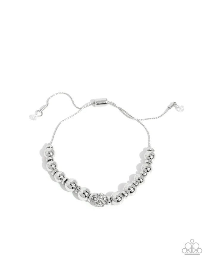 Slow and READY White Rhinestone Silver Slide Bracelet Paparazzi Paparazzi Accessories Bracelets Slow and READY White Rhinestone Silver Slide Bracelet Paparazzi Paparazzi Accessories Bracelets
