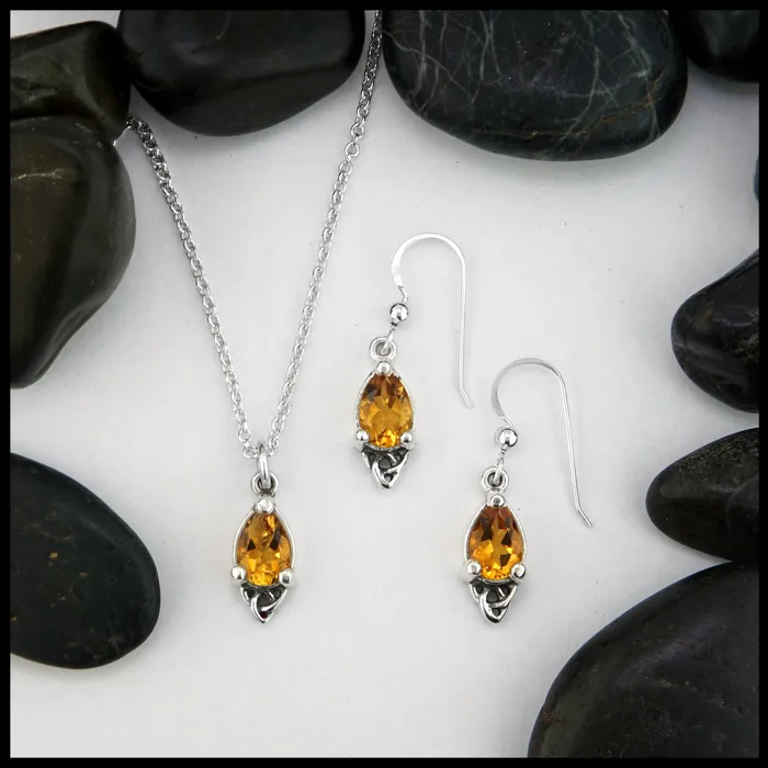 Walker Metalsmiths Earrings Celtic Goddess Pendant and Earring Set with Citrine Walker Metalsmiths Earrings Celtic Goddess Pendant and Earring Set with Citrine