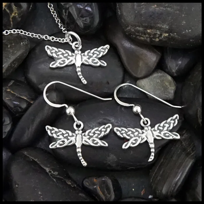 Walker Metalsmiths Earrings Dainty Dragonfly Pendant and Earring Set