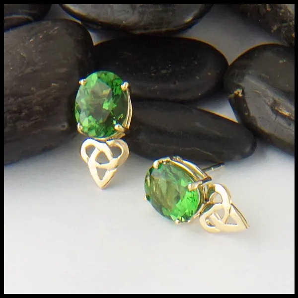 Walker Metalsmiths Earrings Heart Knot and Helenite Post Earrings