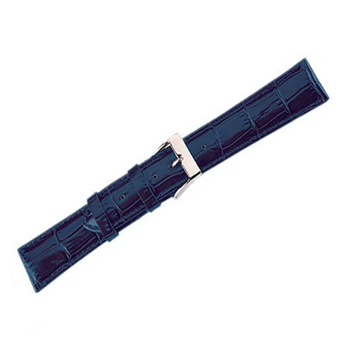 Watches Noblepack CA Leather Watch Band Lux Alligator Blue 16mm Long